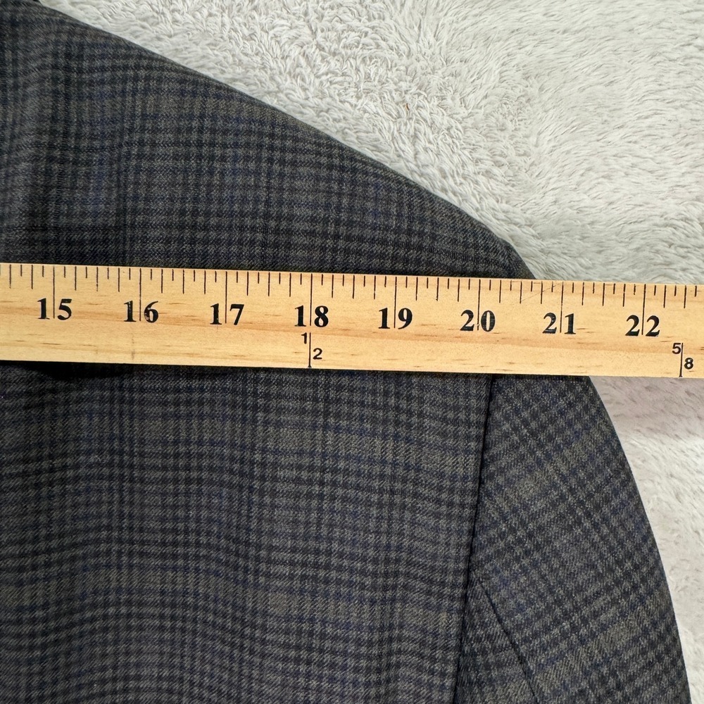 Jos‎ A Bank Mens 48R Silk Wool Plaid Sport Coat Blazer Jacket Charcoal Blue EUC - Picture 10 of 11